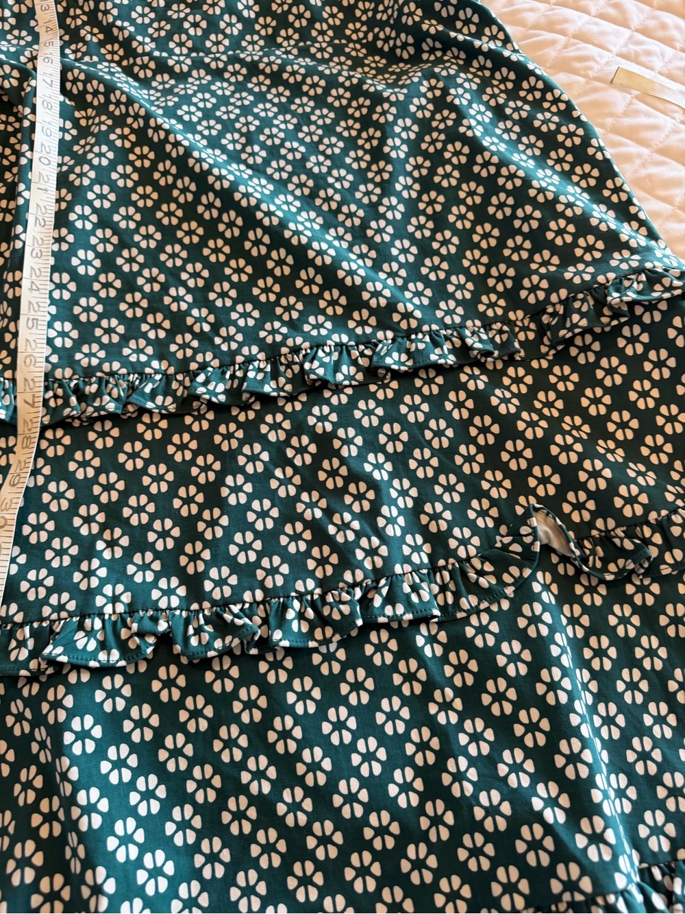 Anthropologie The Blythe Square-Neck Tiered Midi Dress Green Floral Size Large - Picture 5 of 10
